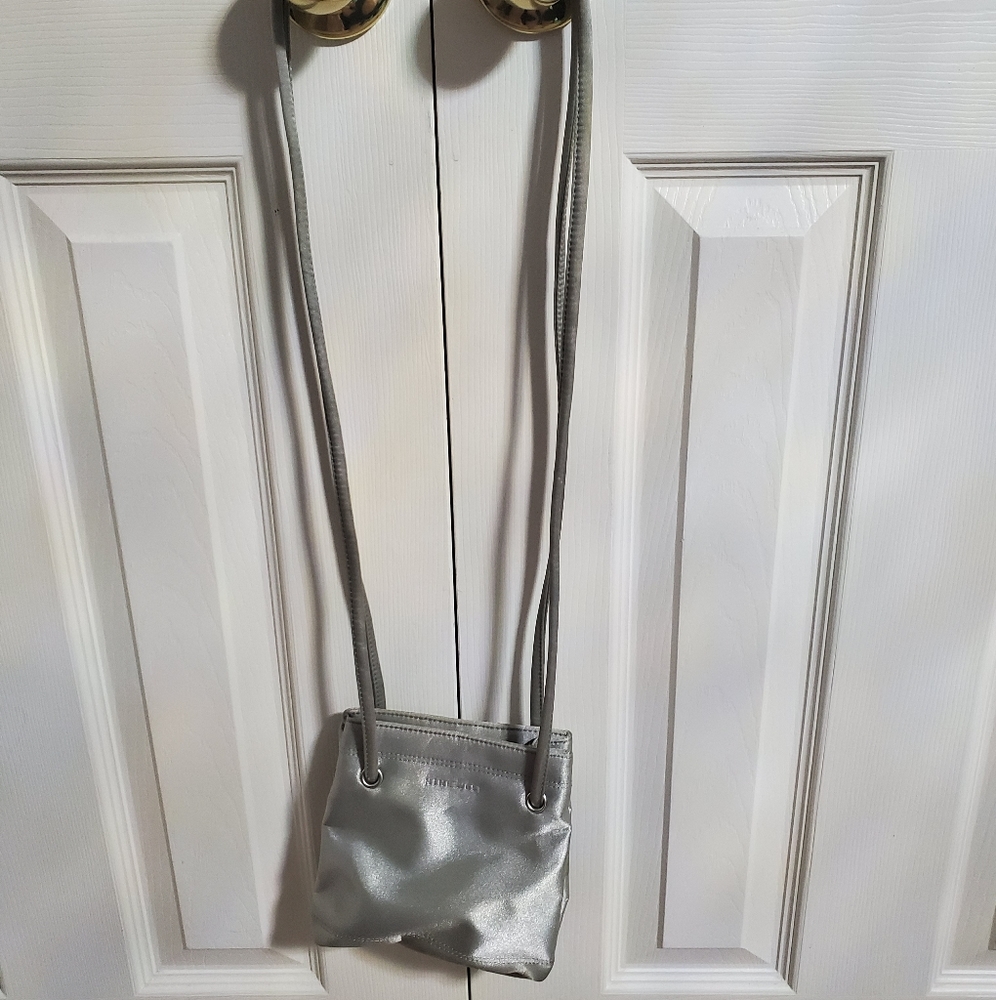 Small silver satin Nine West purse